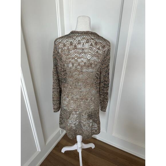 Dress Barn Womens Crochet Open Knit Three Quarter Sleeves Cardigan Sweater Sz L - Picture 2 of 9